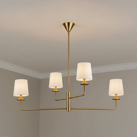 Sabina 4 Light Chandelier 45", Brushed Brass for Modern home with Gray walls