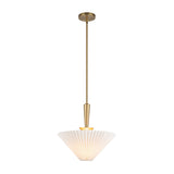 Sabina Pendant 16", Brushed Brass with Pleated Shade
