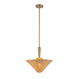 Sabina Pendant 16", Brushed Brass with Rattan Shade