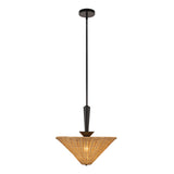 Sabina Pendant 16", Matte Black with Rattan Shade
