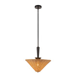 Sabina Pendant 16", Matte Black with Rattan Shade