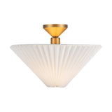Sabina Semi-Flush Mount 16", Brushed Brass with Pleated Shade