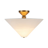 Sabina Semi-Flush Mount 16", Brushed Brass with Linen Shade