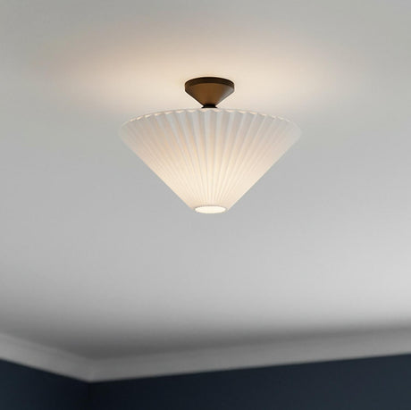 Sabina Semi-Flush Mount 16", Matte Black with Pleated Shade for Modern home with White Walls