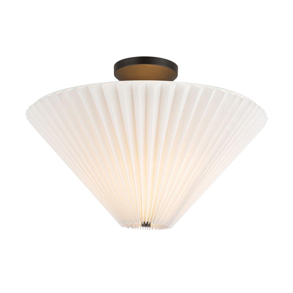 Sabina Semi-Flush Mount 16", Matte Black with Pleated Shade