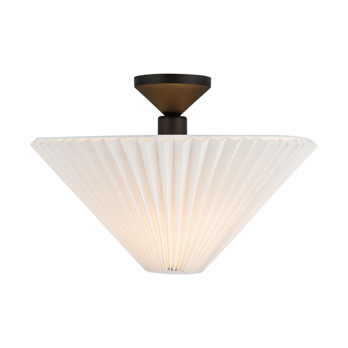 Sabina Semi-Flush Mount 16", Matte Black with Pleated Shade