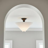 Sabina Semi-Flush Mount 16", Matte Black with Linen Shade