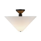 Sabina Semi-Flush Mount 16", Matte Black with Linen Shade