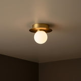 Sol LED Flush Mount 6, Brushed Brass for Modern home with Warm Beige walls