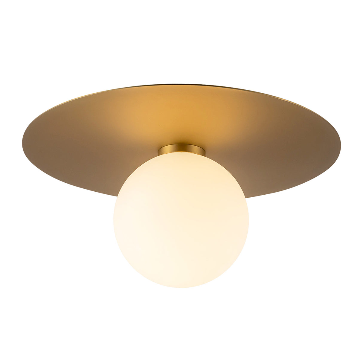 Sol LED Flush Mount 14", Brushed Brass