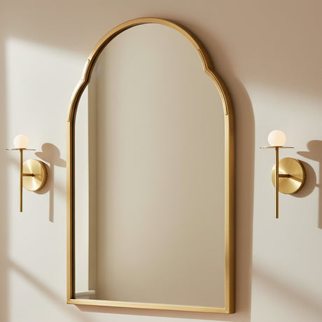 Sol LED Wall Sconce 10", Brushed Brass for Contemporary home with Warm Beige Walls