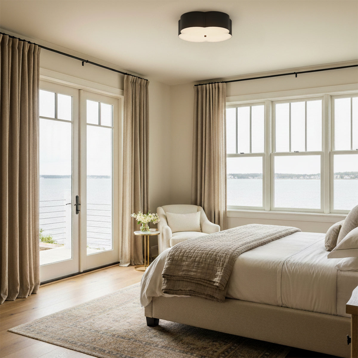 Shyla Flush Mount 14" for Coastal home with White Walls