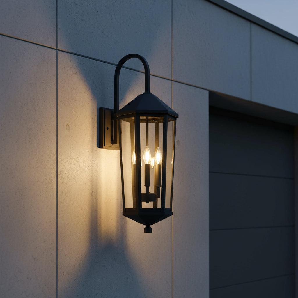 Asbury Outdoor Wall Light, Medium 29" Black for Transitional home with Gray Siding