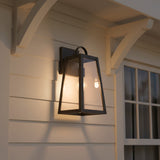 Alden Outdoor Wall Light, Small 16" Oiled Bronze for Modern Farmhouse home with White Siding