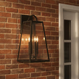 Alden Outdoor Wall Light, Large 23" Oiled Bronze for Modern Farmhouse home with Red Brick