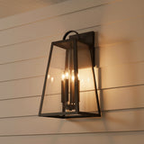 Alden Outdoor Wall Light, Large 23" Oiled Bronze for Modern Farmhouse home with White Siding