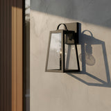 Alden Outdoor Wall Light, Small 16" Black for Modern Farmhouse home with Stucco