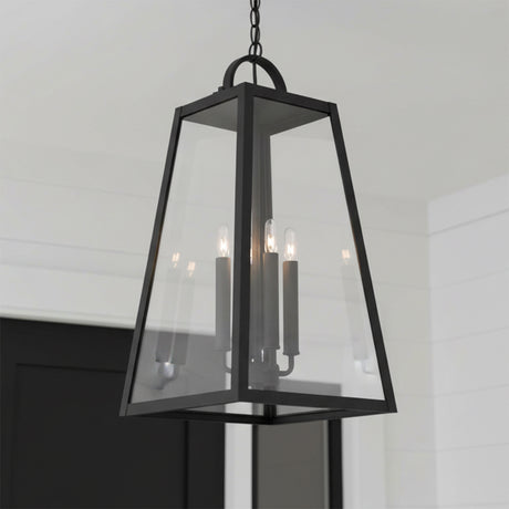Alden Outdoor Hanging Light for Modern Farmhouse home with Black Wood