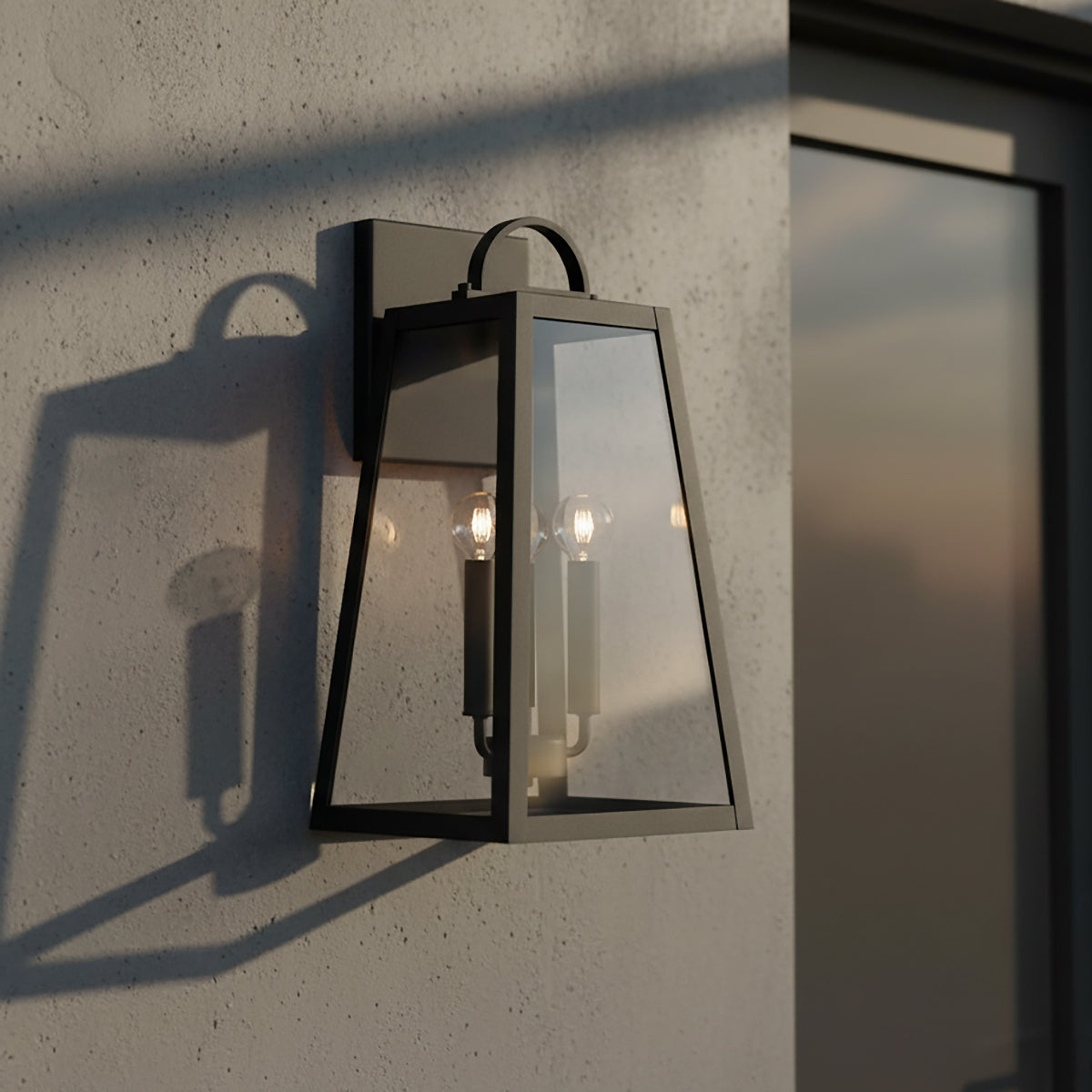 Alden Outdoor Wall Light, Medium 19" Black for Transitional home with Gray Siding