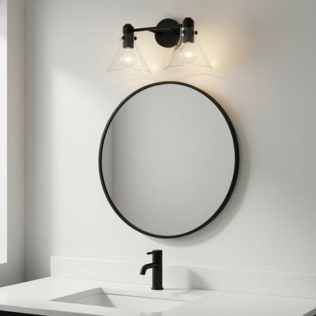 Nash 2 Light Vanity, Matte Black for Modern home with White Walls