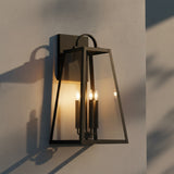 Alden Outdoor Wall Light, Large 23" Black for Modern Farmhouse home with Gray Siding