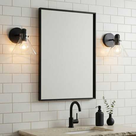 Nash Wall Sconce, Matte Black for Modern home with White Subway Tile