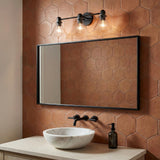 Nash 3 Light Vanity, Matte Black for Modern home with Terracotta Tile