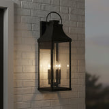 Ainsley Outdoor Wall Light, Extra Large 27" Black for Modern Farmhouse home with White Brick