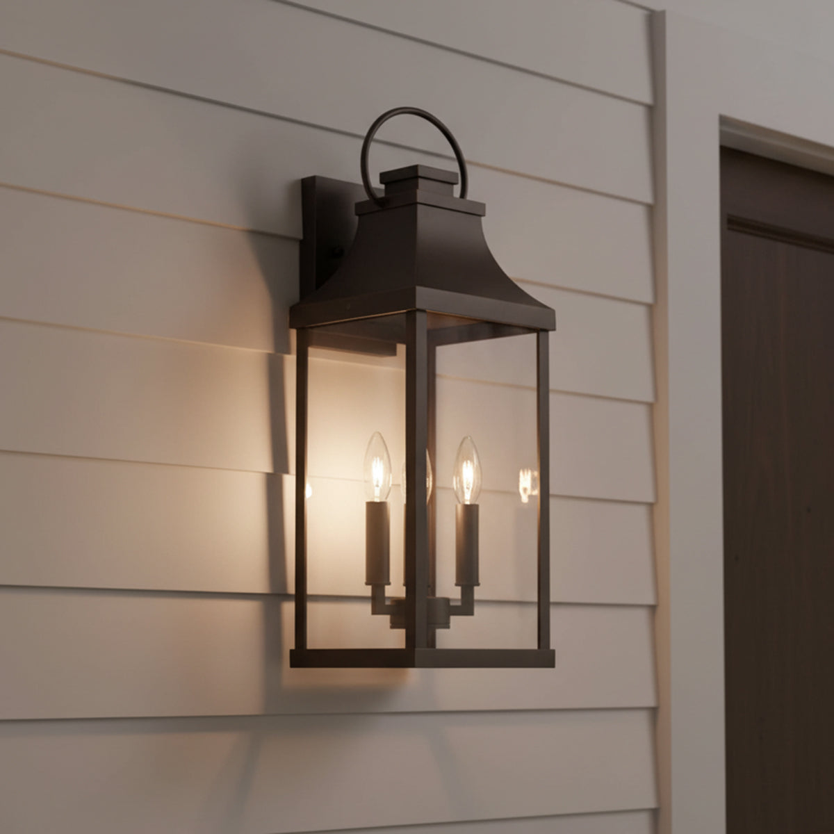 Ainsley Outdoor Wall Light, Large 24" Oiled Bronze for Modern Farmhouse home with White Siding