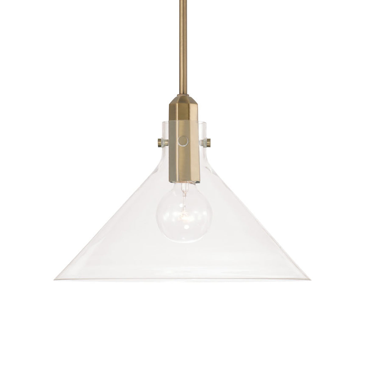 Nash Pendant 14”, Aged Brass