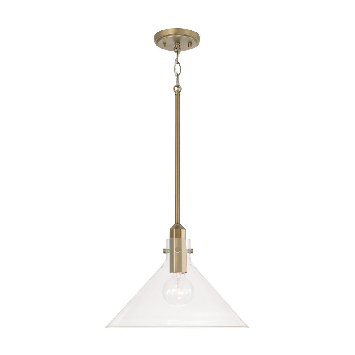 Nash Pendant 14”, Aged Brass