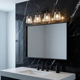 Malin 4 Light Vanity, Matte Black with Brass Accents