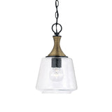 Malin Pendant 9", Matte Black with Brass Accents