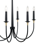 Malin 6 Light Chandelier 30", Matte Black with Brass Accents