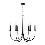 Malin 6 Light Chandelier 30", Matte Black with Brass Accents