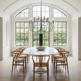 Malin 12 Light Two-Tier Chandelier 54", Matte Black with Brass Accents
