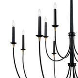 Malin 12 Light Two-Tier Chandelier 54", Matte Black with Brass Accents