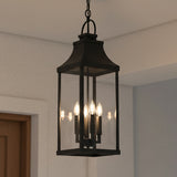 Ainsley Outdoor Hanging Light, Black for Transitional home with White Siding
