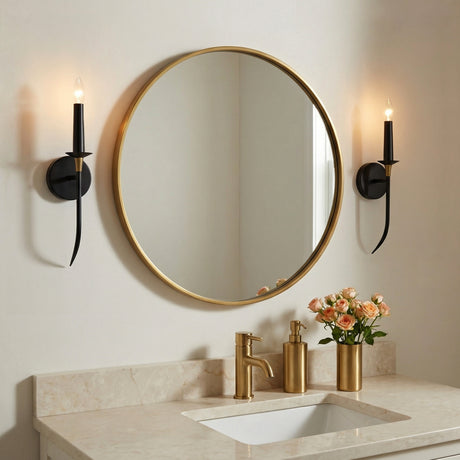 Malin Wall Sconce, Matte Black with Brass Accents for Transitional home with Cream Walls