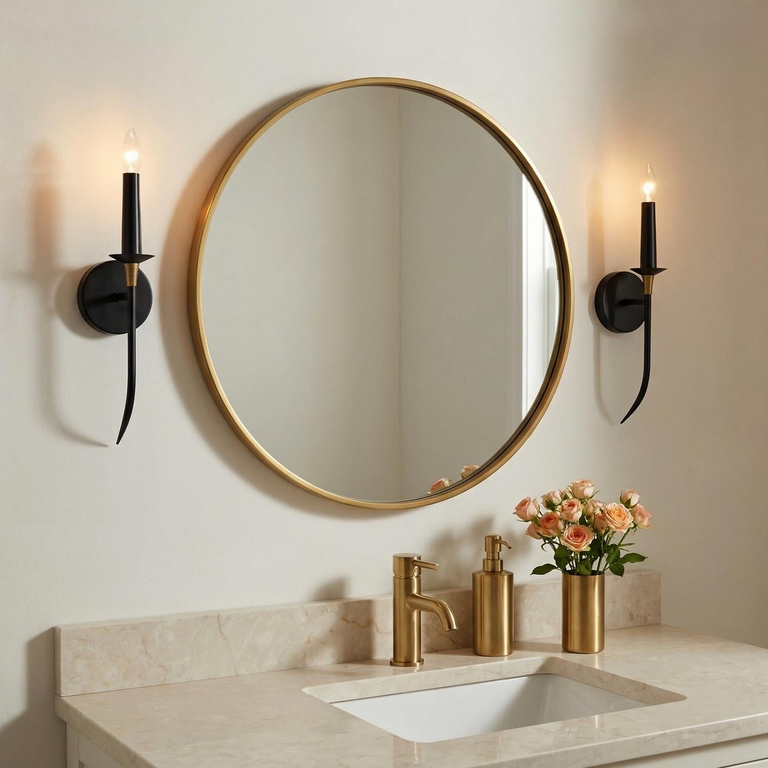 Malin Wall Sconce, Matte Black with Brass Accents – Lights.com