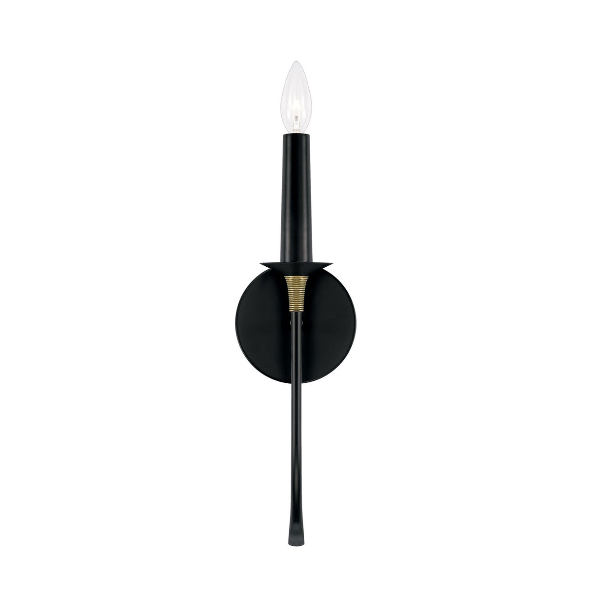 Malin Wall Sconce, Matte Black with Brass Accents