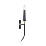 Malin Wall Sconce, Matte Black with Brass Accents