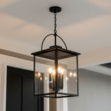 Darby Outdoor Hanging Light, Black for Modern Farmhouse home with White Siding