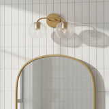 Ori 2 Light Vanity, Matte Brass for Modern home with White Tile