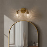 Ori 2 Light Vanity, Matte Brass for Modern home with Gray walls