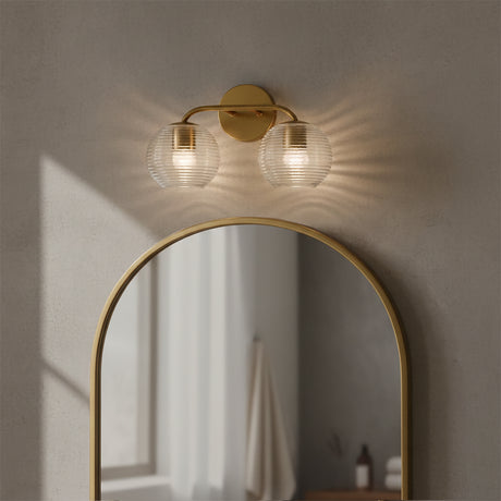 Ori 2 Light Vanity, Matte Brass for Modern home with Gray walls