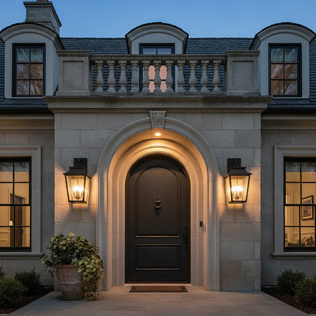 Beckett Outdoor Wall Light, Large 24" Black for Traditional home with Stone Siding