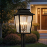 Beckett Outdoor Post Light, Black for Modern Farmhouse home with White Siding