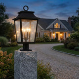Beckett Outdoor Post Light, Black for Modern Farmhouse home with Beige Siding