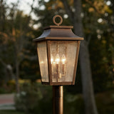 Beckett Outdoor Post Light, Oiled Bronze for Traditional home with Brown Wood